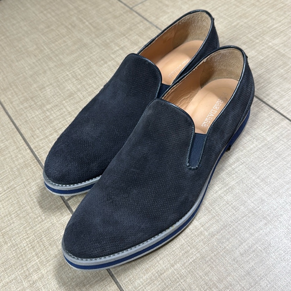 PIERRE DARRÉ NAVY BLUE MENS DESIGNER SHOES 44 (10.5 US) lightweight suede